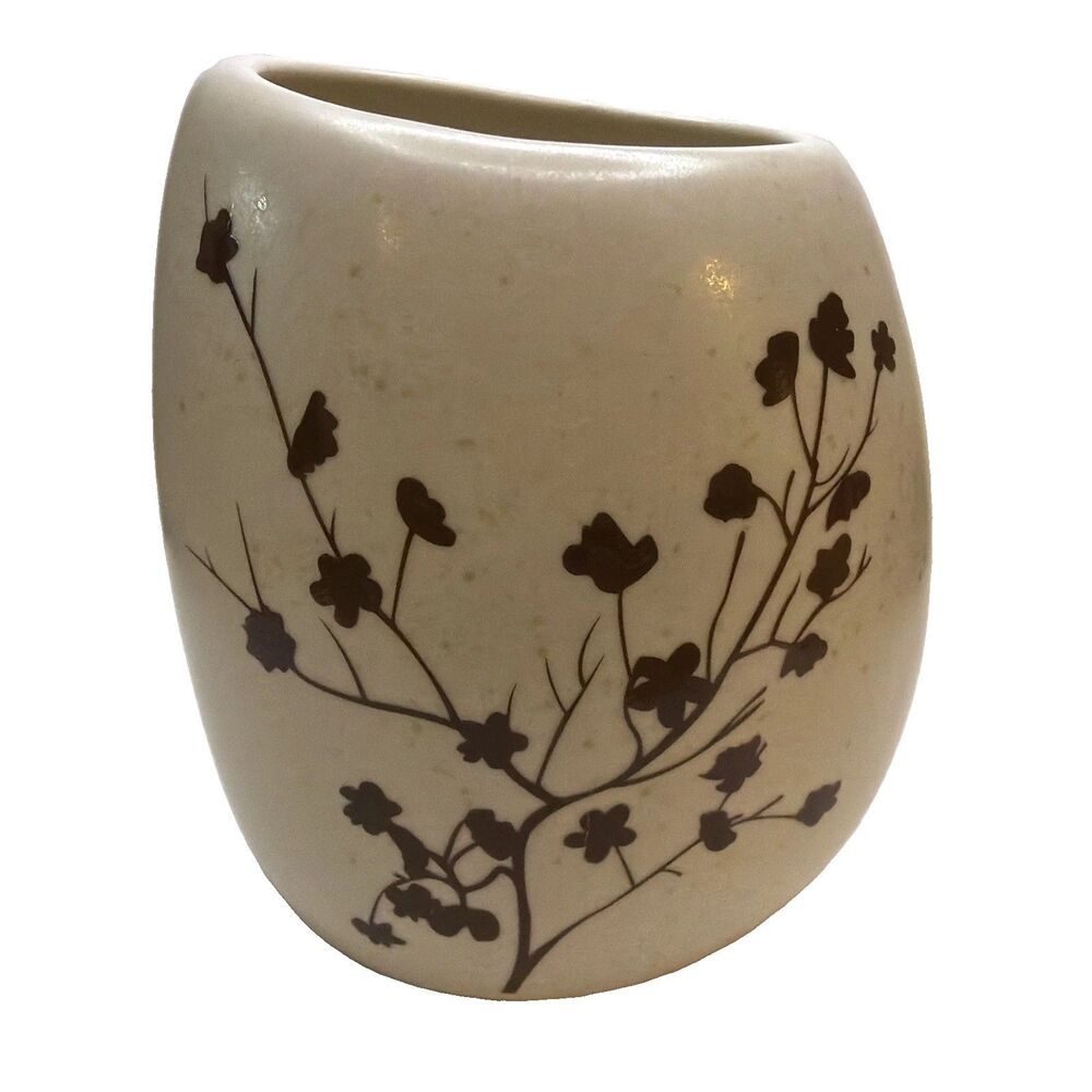 2007 Houston Harvest Cream Ceramic Vase Hx2 Item 2385 Floral Blossom Branch